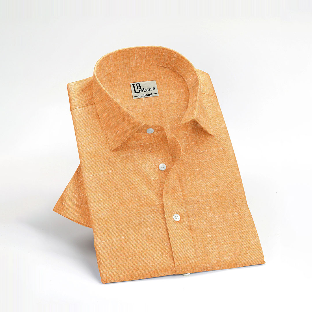 LB Leisure Men’s Orange Regular Fit Short Sleeve Shirt - Image 2