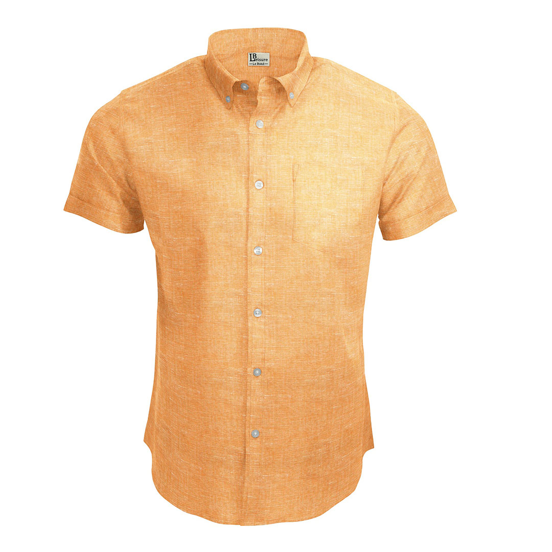 LB Leisure Men’s Orange Regular Fit Short Sleeve Shirt - Image 3
