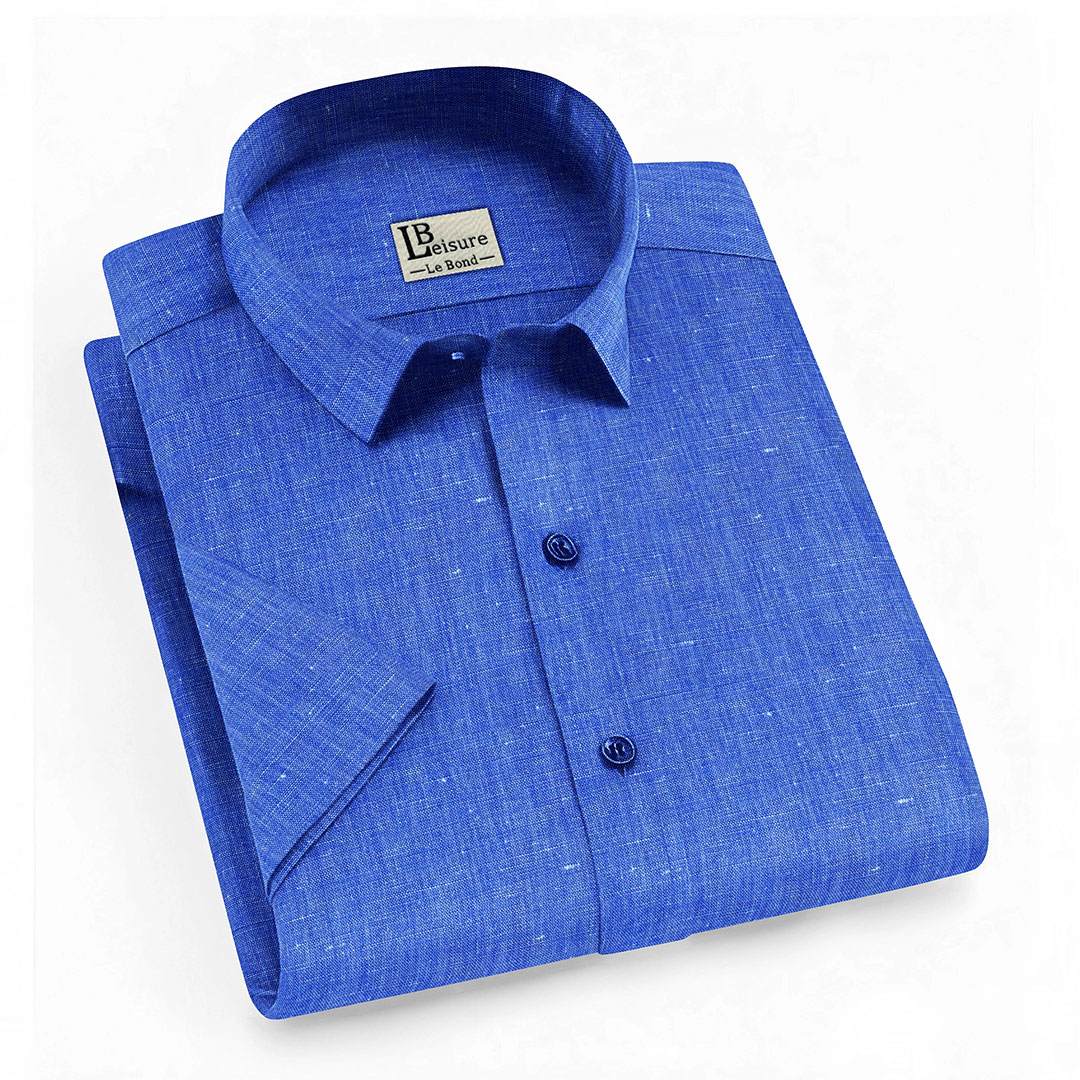 LB Leisure Men’s Blue Regular Fit Short Sleeve Shirt