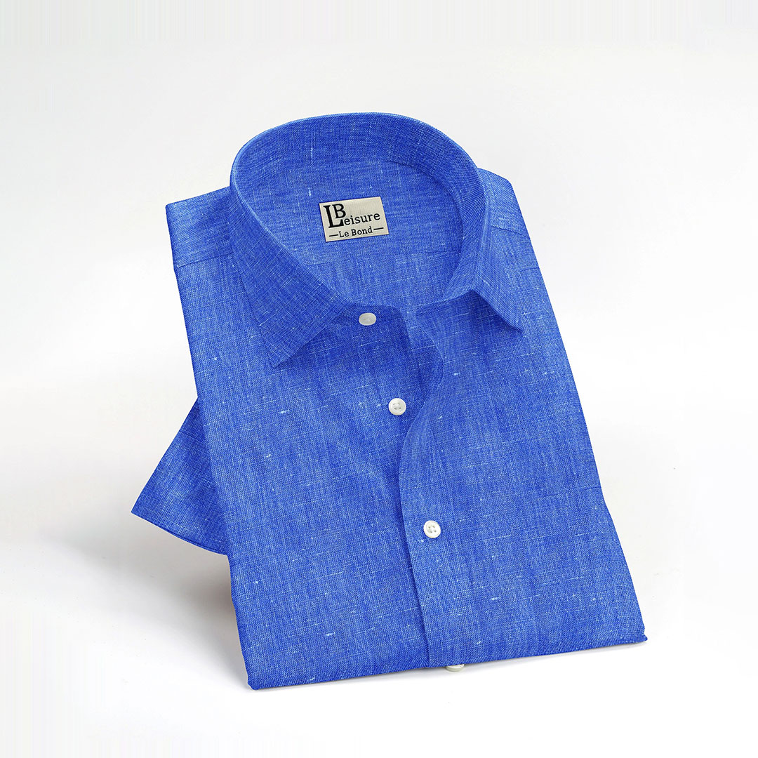 LB Leisure Men’s Blue Regular Fit Short Sleeve Shirt - Image 2