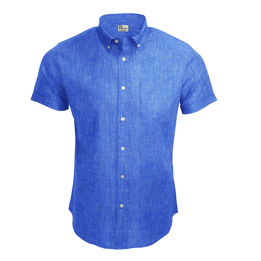 LB Leisure Men’s Blue Regular Fit Short Sleeve Shirt - Image 3