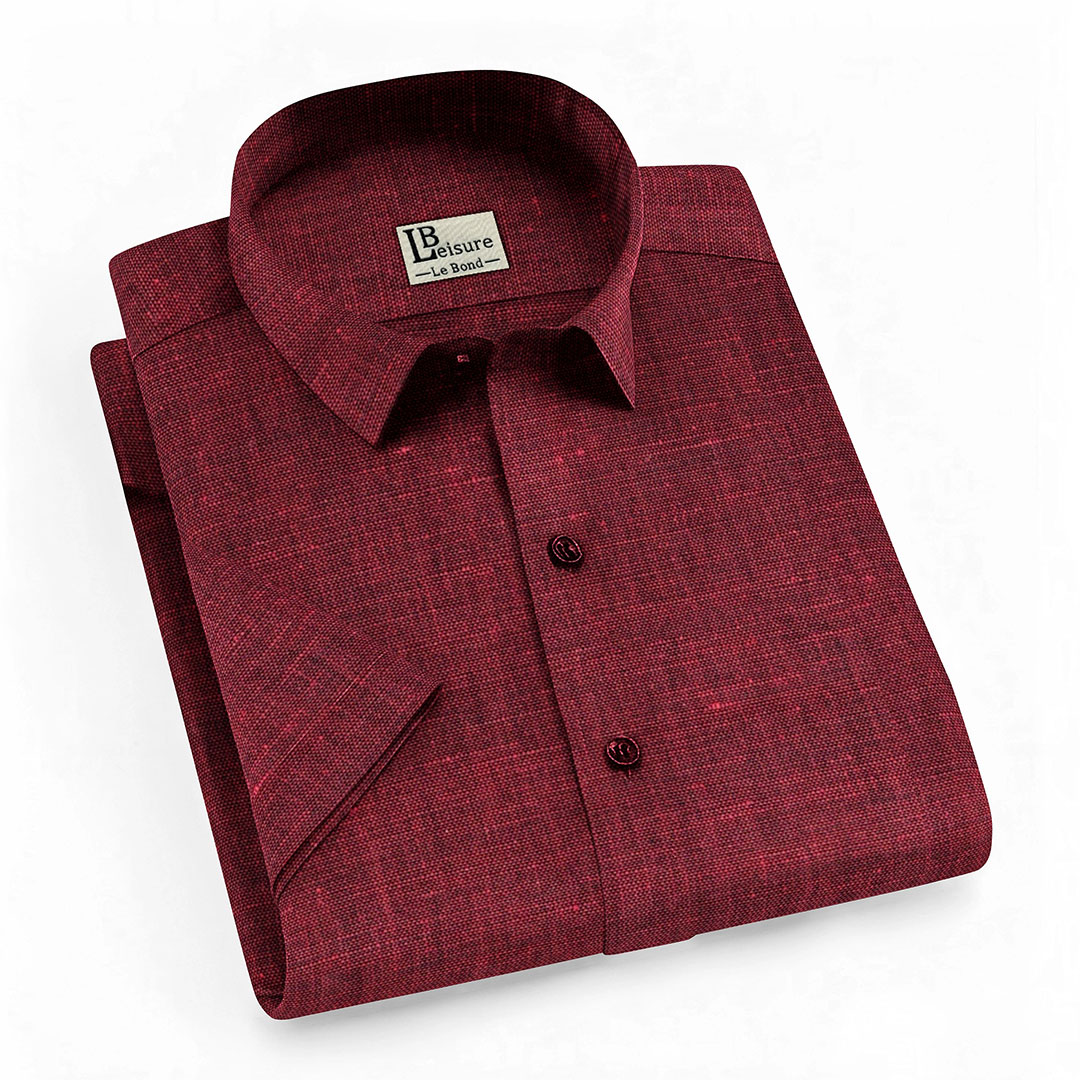 LB Leisure Men’s Maroon Regular Fit Short Sleeve Shirt
