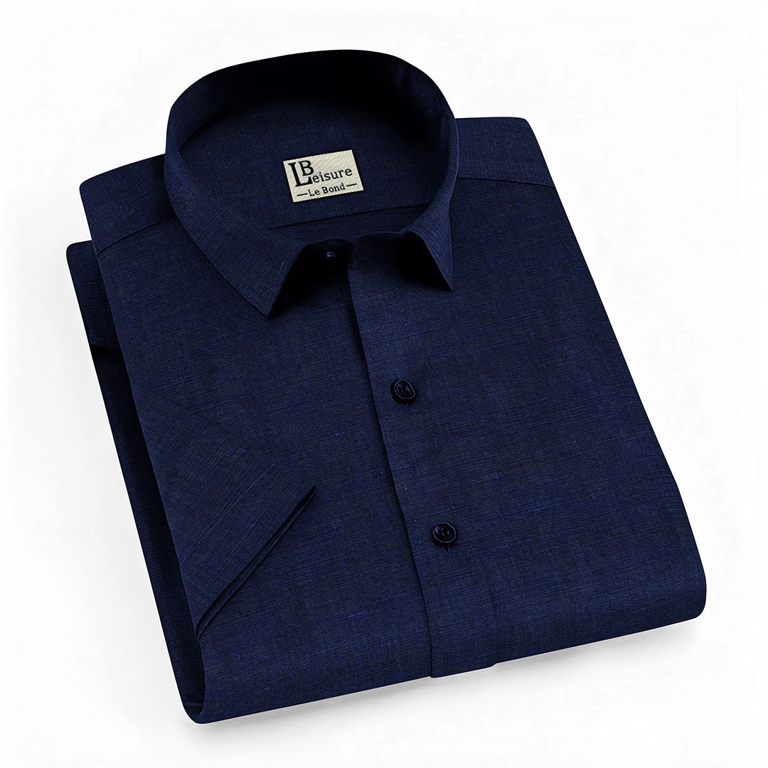 LB Leisure Men’s Dark Blue Regular Fit Short Sleeve Shirt