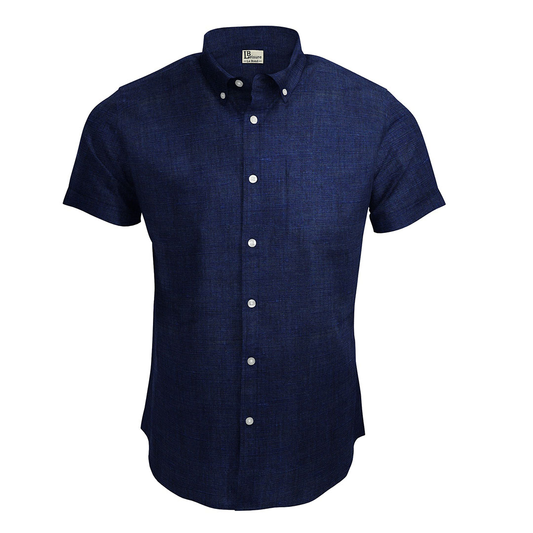 LB Leisure Men’s Dark Blue Regular Fit Short Sleeve Shirt - Image 3