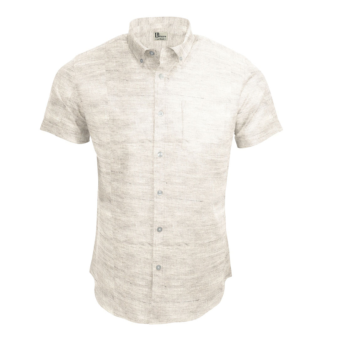 LB Leisure Men’s Ecru Regular Fit Short Sleeve Shirt - Image 3