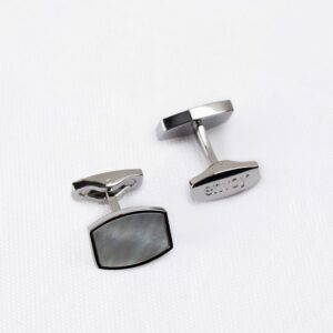 Envoy Classic Men’s Nickel Plated Silver Prism Curve Cufflinks