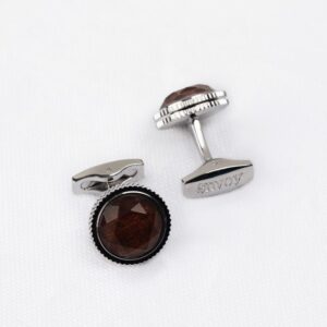 Envoy Classic Men’s Nickel Plated Silver Chestnut Crown Cufflinks