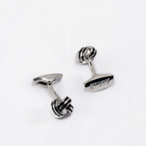 Envoy Classic Men’s Nickel Plated Silver Imperial Knot Cufflinks