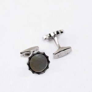 Envoy Classic Men’s Nickel Plated Silver Crown Crest Cufflinks