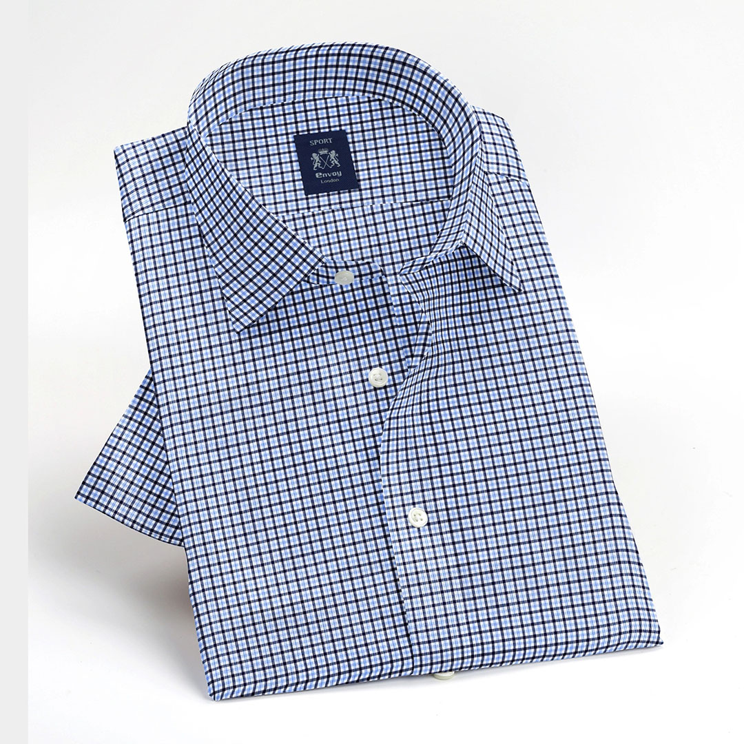 Envoy Sport Men’s Blue Tailor Fit Long Sleeve Check Shirt - Image 2