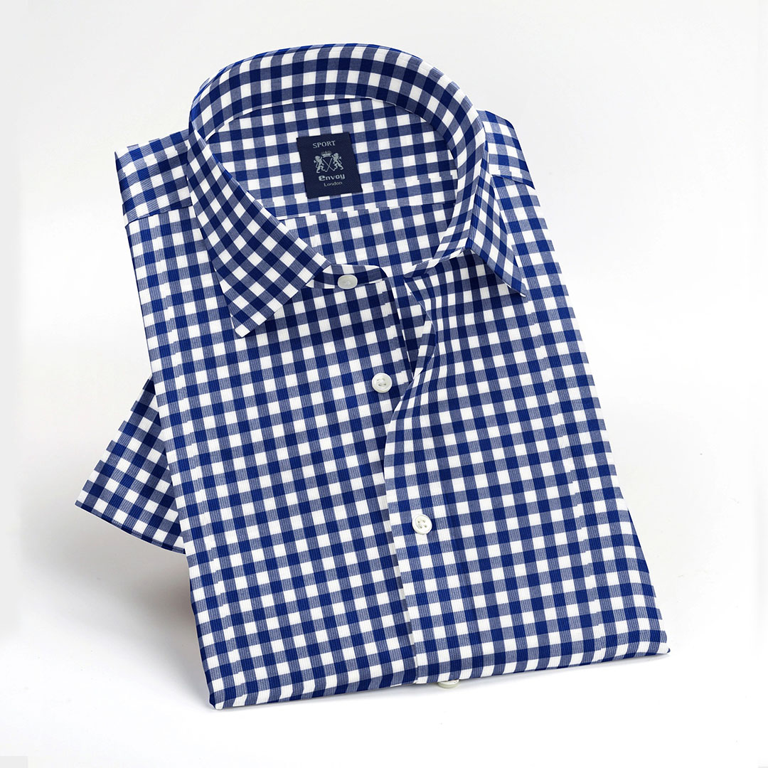 Envoy Sport Men’s Blue Tailor Fit Long Sleeve Check Shirt - Image 2