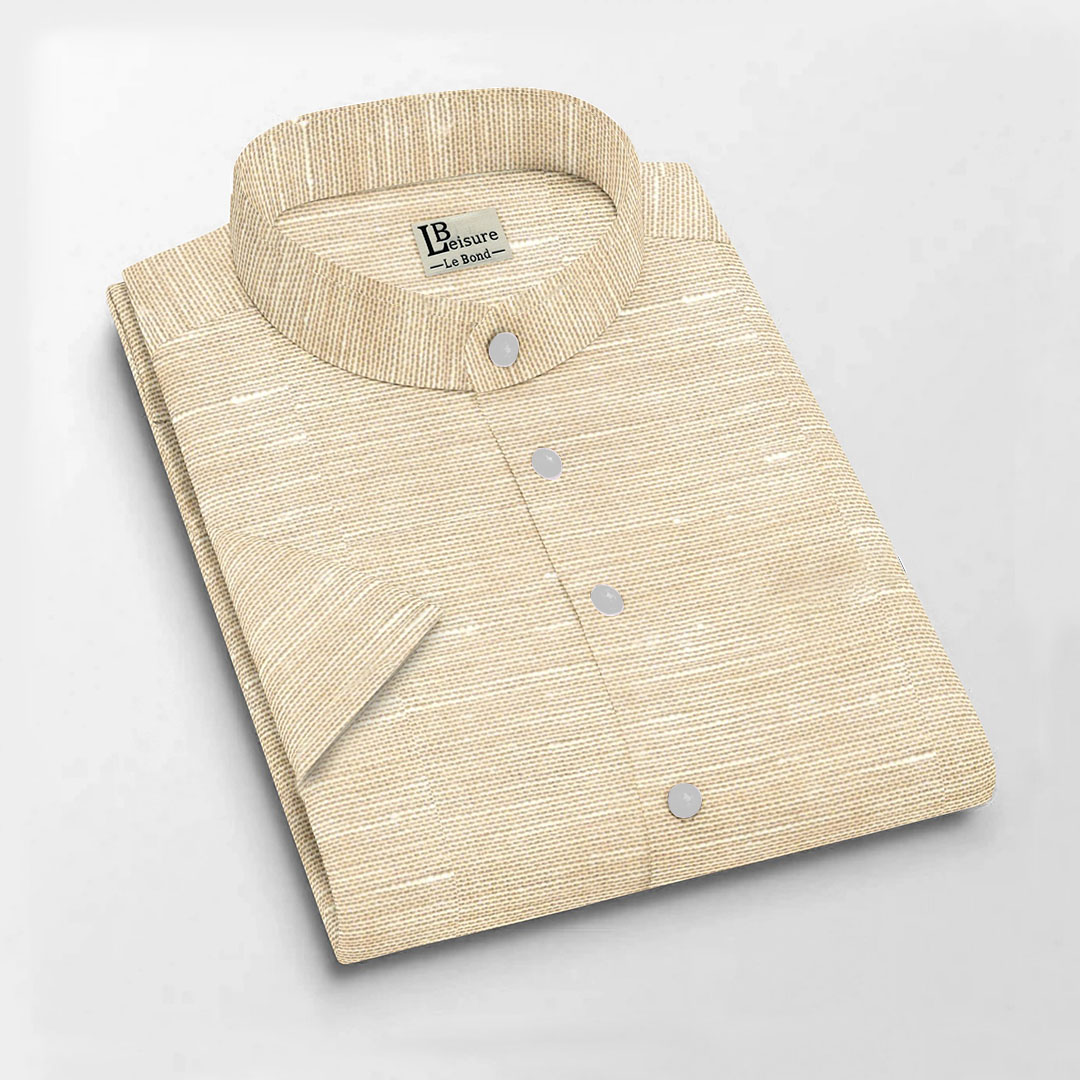 LB Leisure Men’s Beige Regular Fit Short Sleeve Shirt