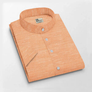LB Leisure Men’s Peach Regular Fit Short Sleeve Shirt
