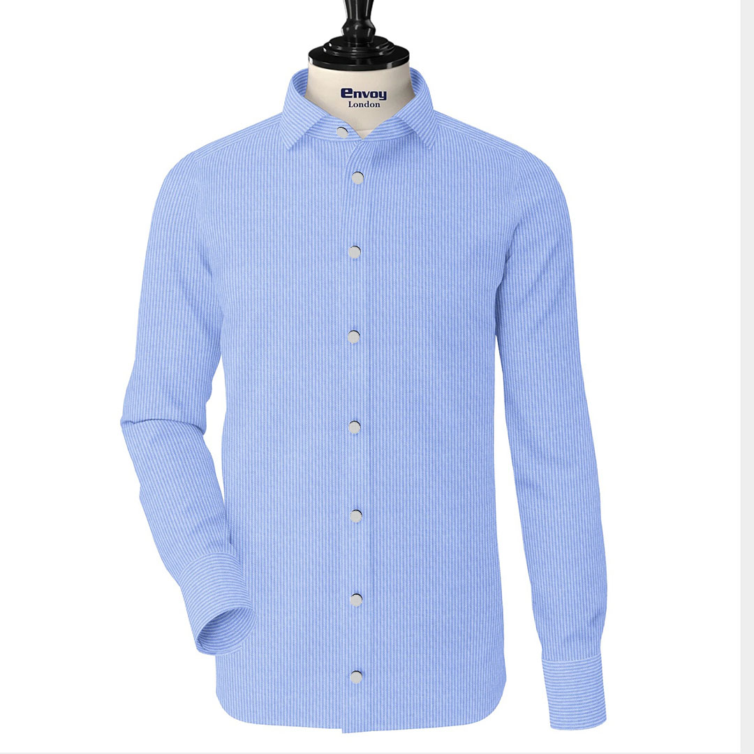 Envoy Sport Men’s Blue Tailor Fit Long Sleeve Knit Shirt - Image 3
