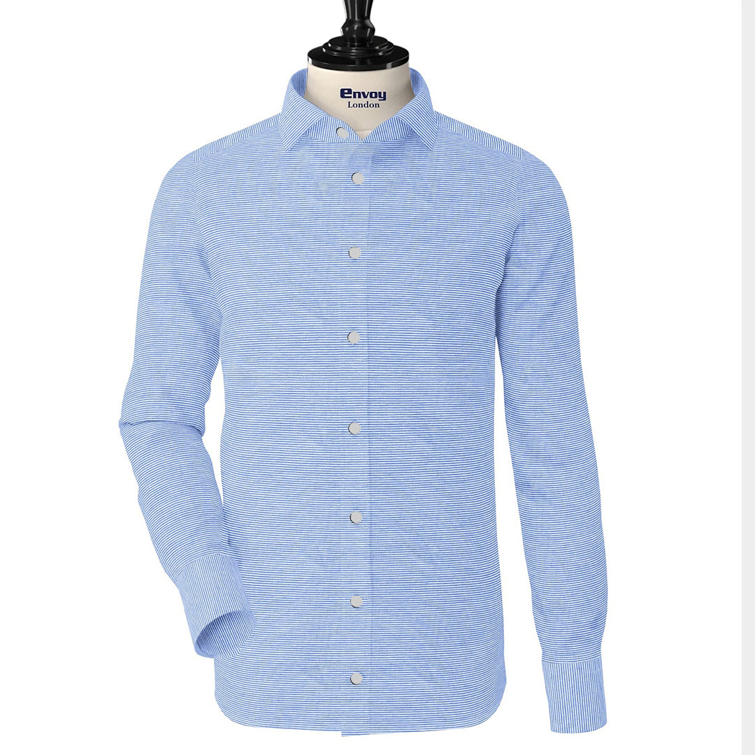 Envoy Sport Men’s Blue Tailor Fit Long Sleeve Knit Shirt - Image 3