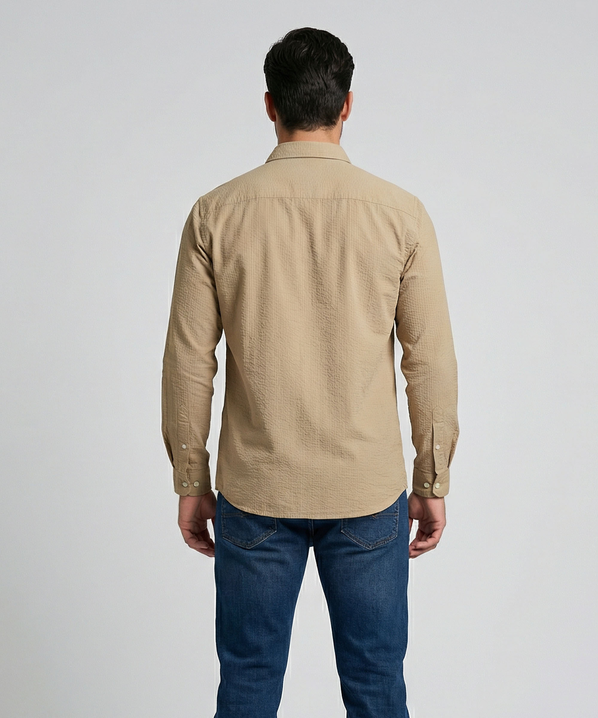 Envoy Sport Men’s Beige Tailor Fit Shirt - Image 3