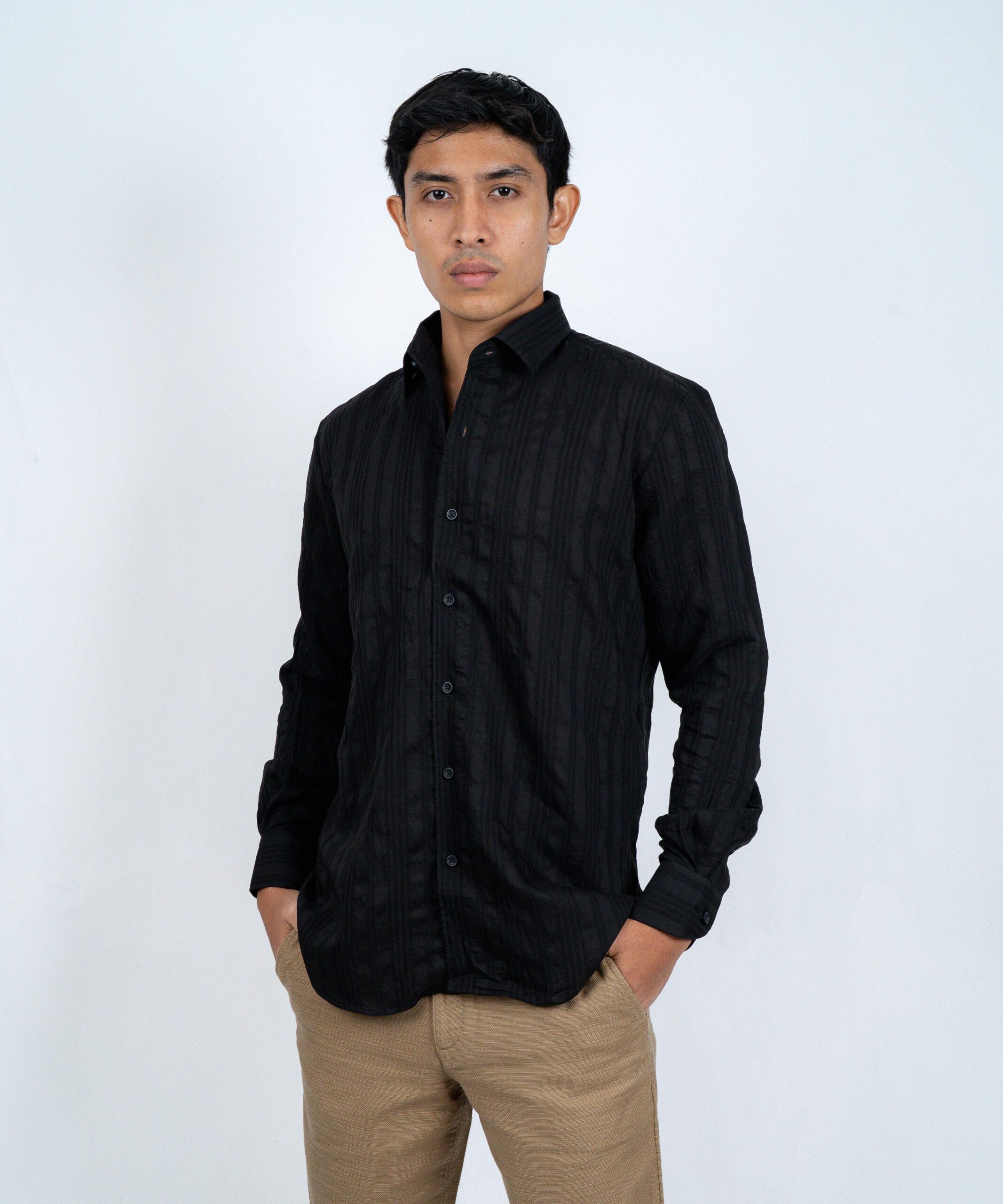FH Men’s Black Striped Design Tailor Fit Shirt