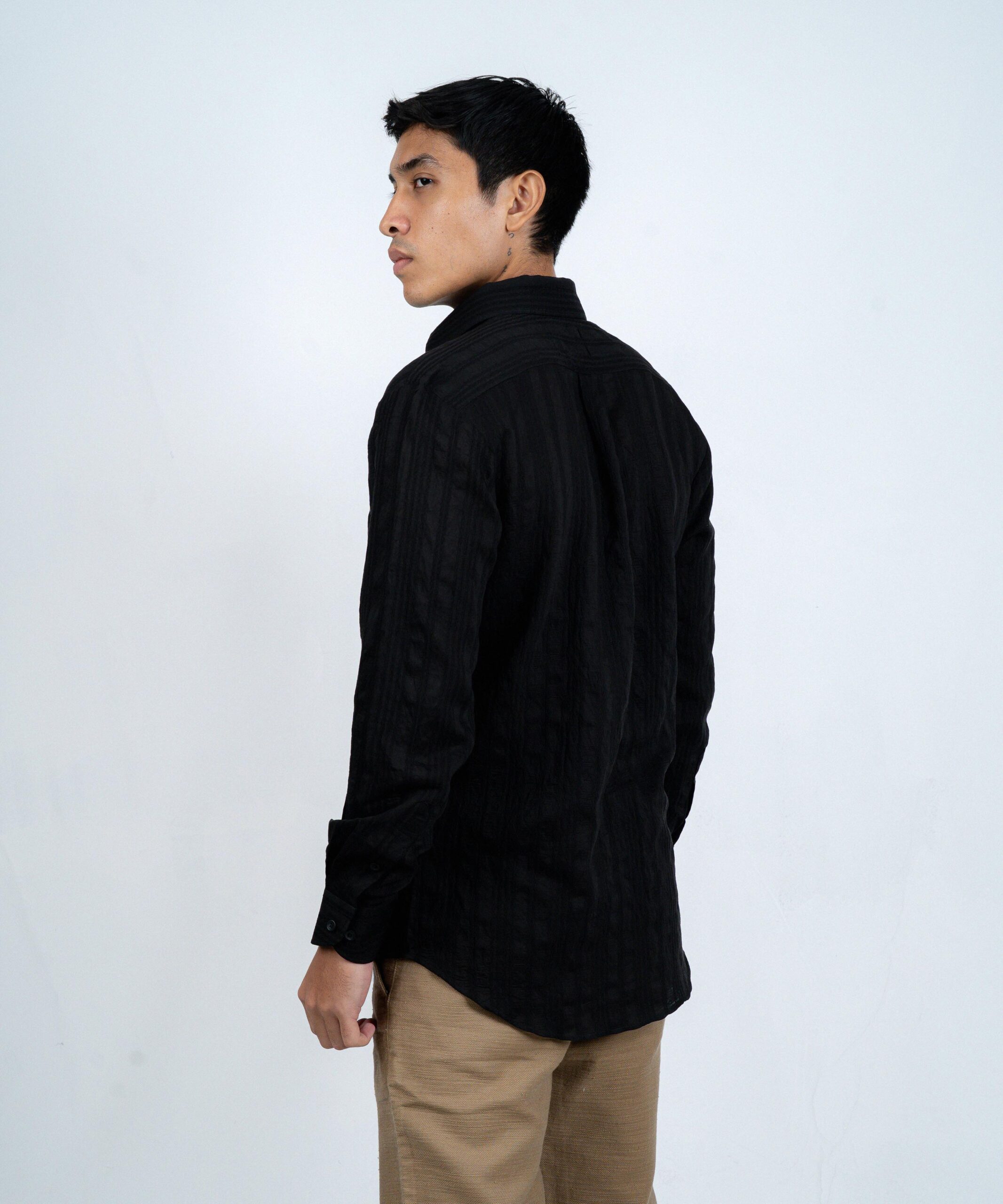 FH Men’s Black Striped Design Tailor Fit Shirt - Image 3