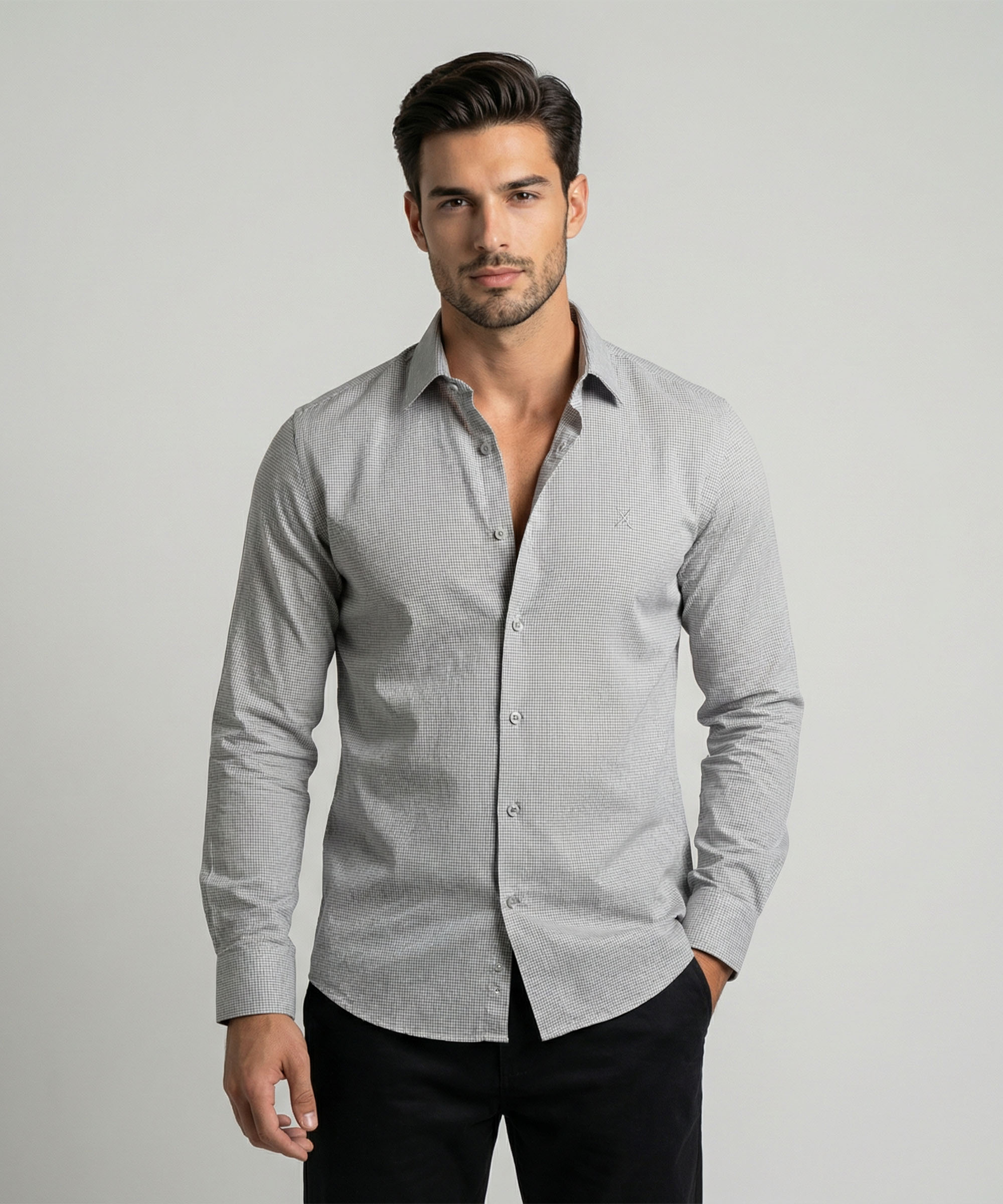 Envoy Sport Men’s Ash Checked Design Tailor Fit Shirt
