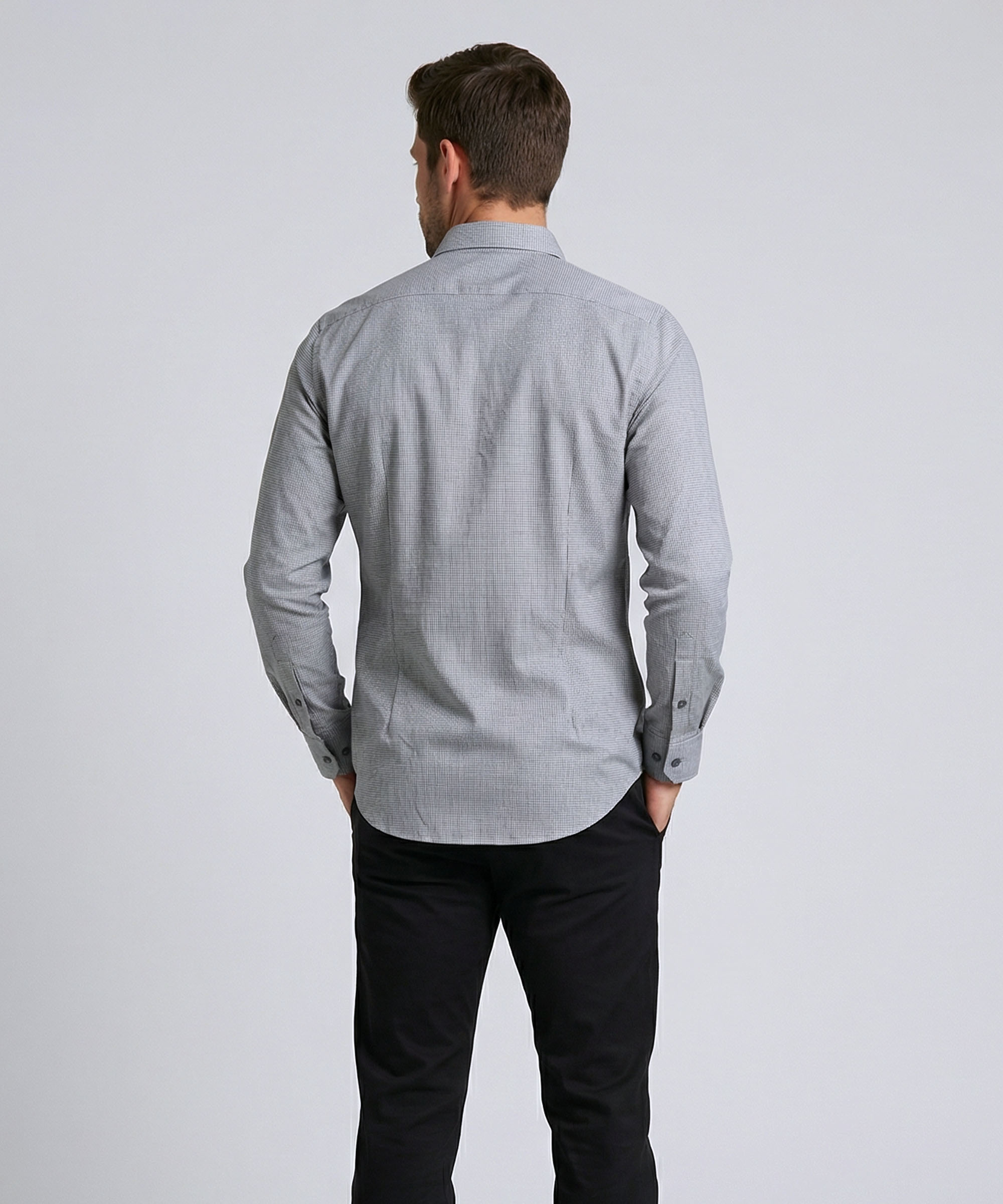 Envoy Sport Men’s Ash Checked Design Tailor Fit Shirt - Image 3