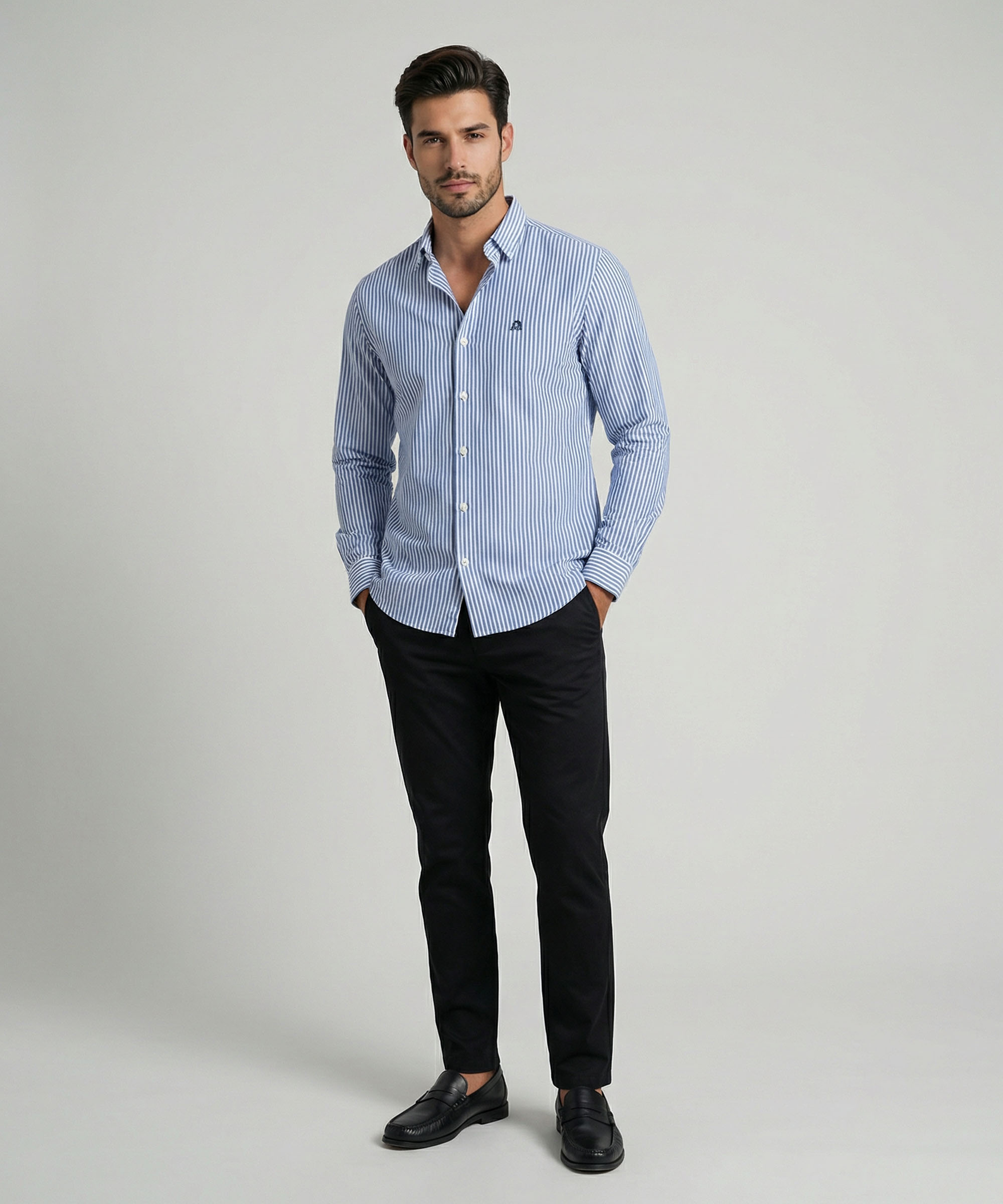 Envoy Sport Men’s Blue Striped Design Tailor Fit Shirt - Image 2