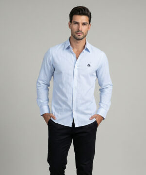 Envoy Sport Men’s Light Blue Striped Design Tailor Fit Shirt