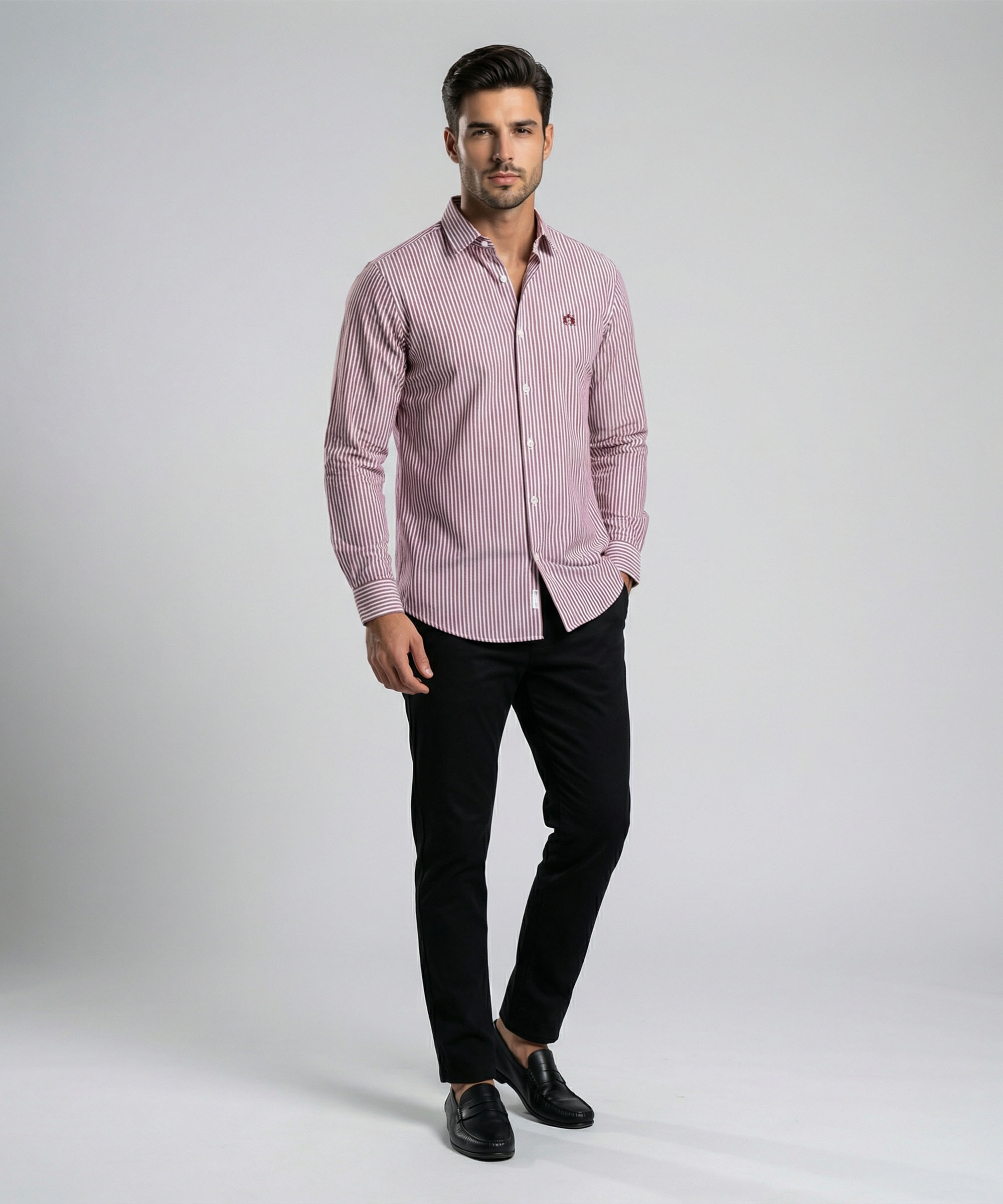 Envoy Sport Men’s Red Striped Design Tailor Fit Shirt - Image 2