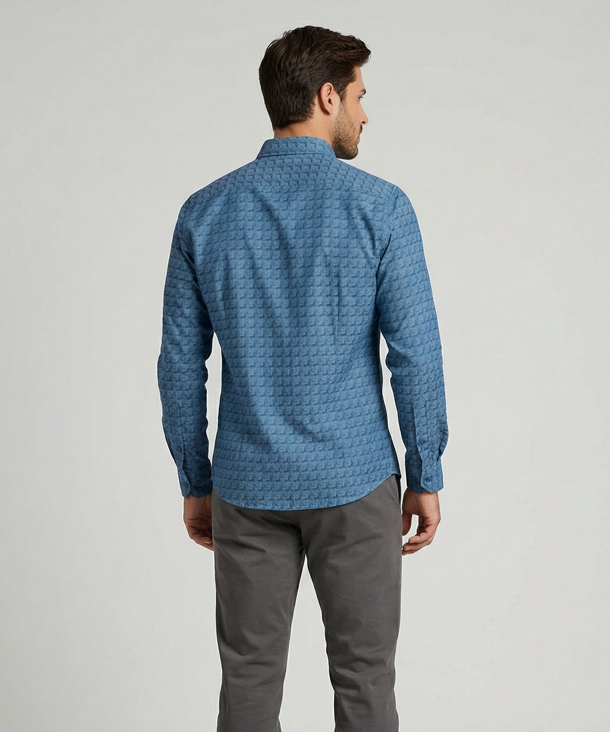 Envoy Sport Men’s Blue Square Design Tailor Fit Shirt - Image 3