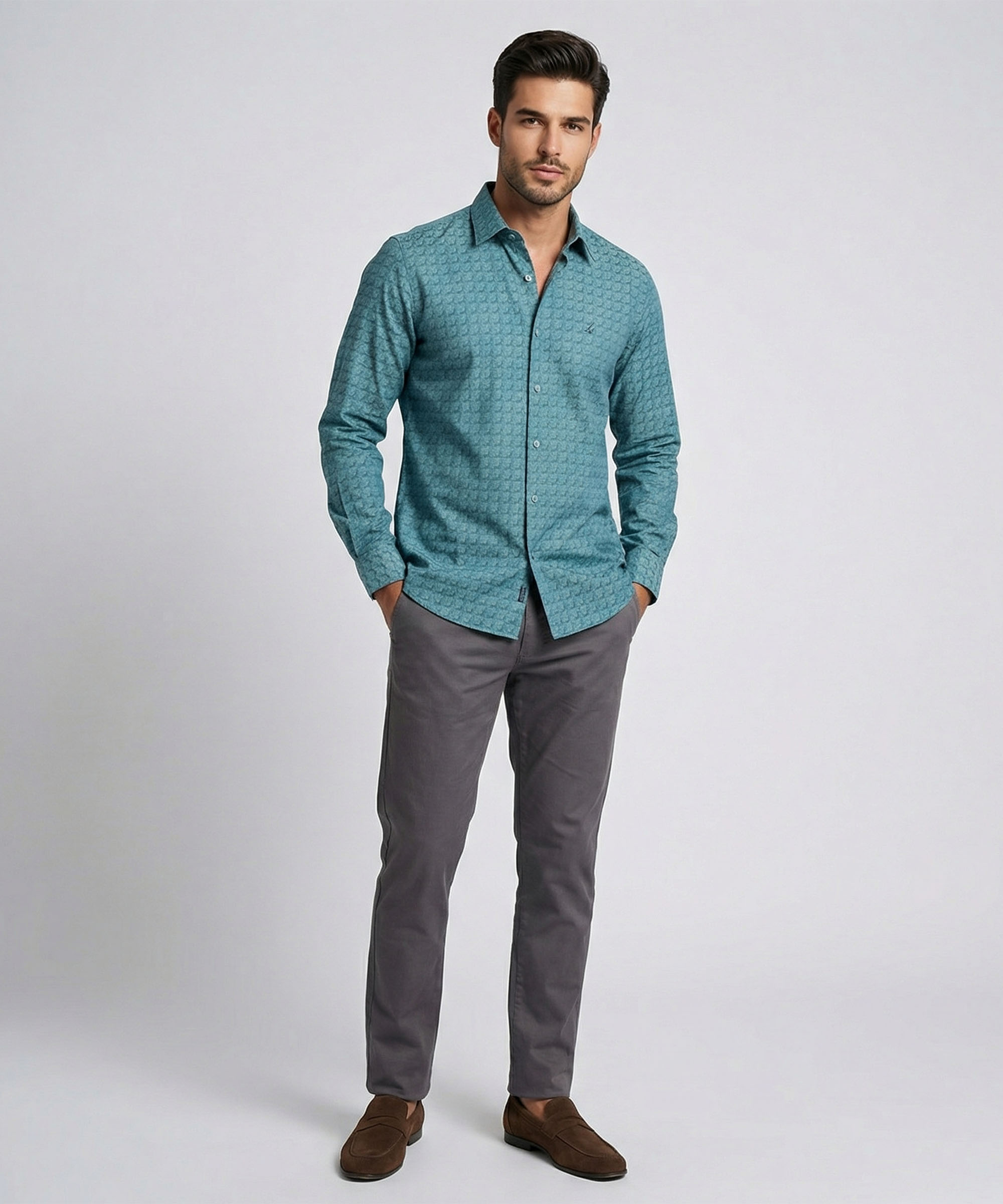 Envoy Sport Men’s Green Square Design Tailor Fit Shirt - Image 2