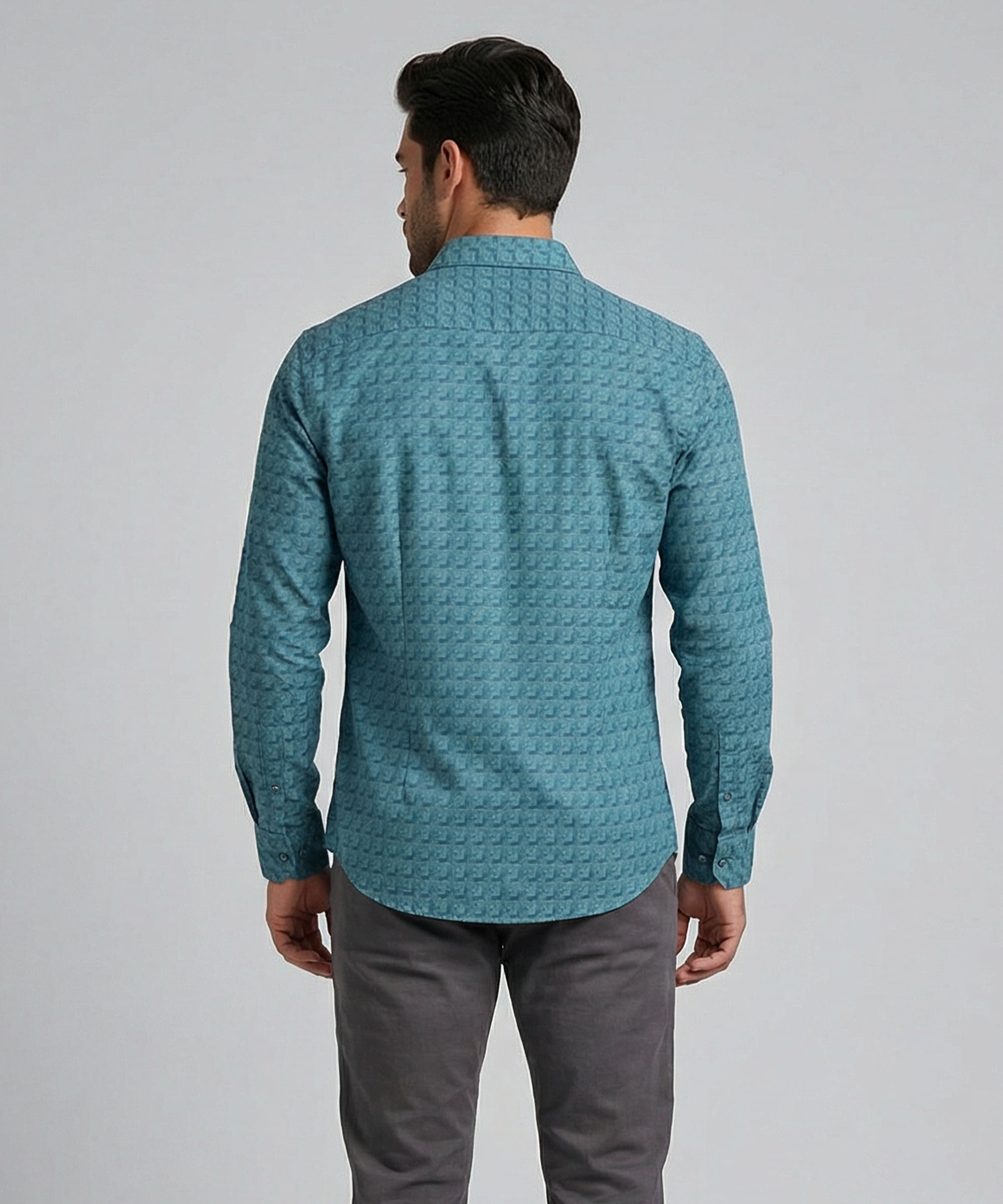 Envoy Sport Men’s Green Square Design Tailor Fit Shirt - Image 3