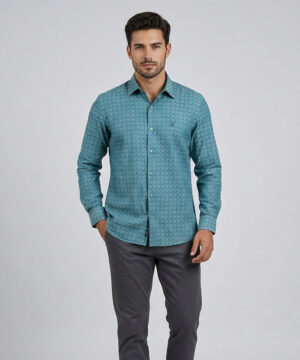 Envoy Sport Men’s Green Square Design Tailor Fit Shirt
