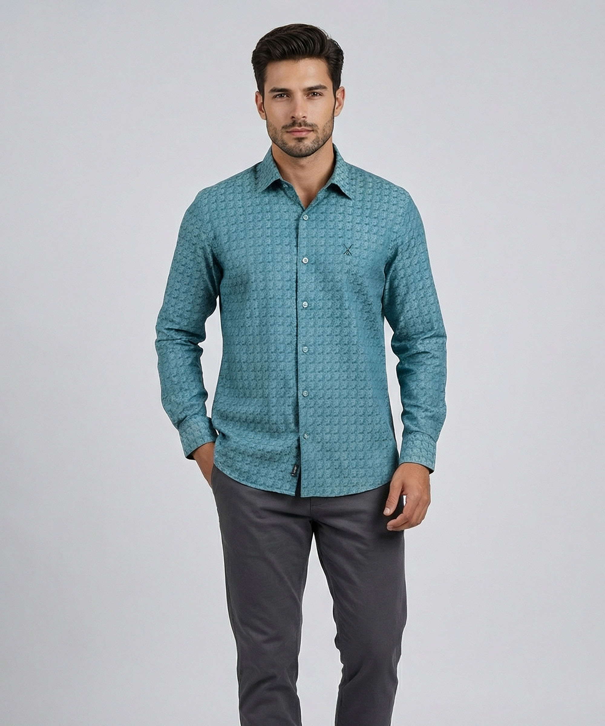 Envoy Sport Men’s Green Square Design Tailor Fit Shirt