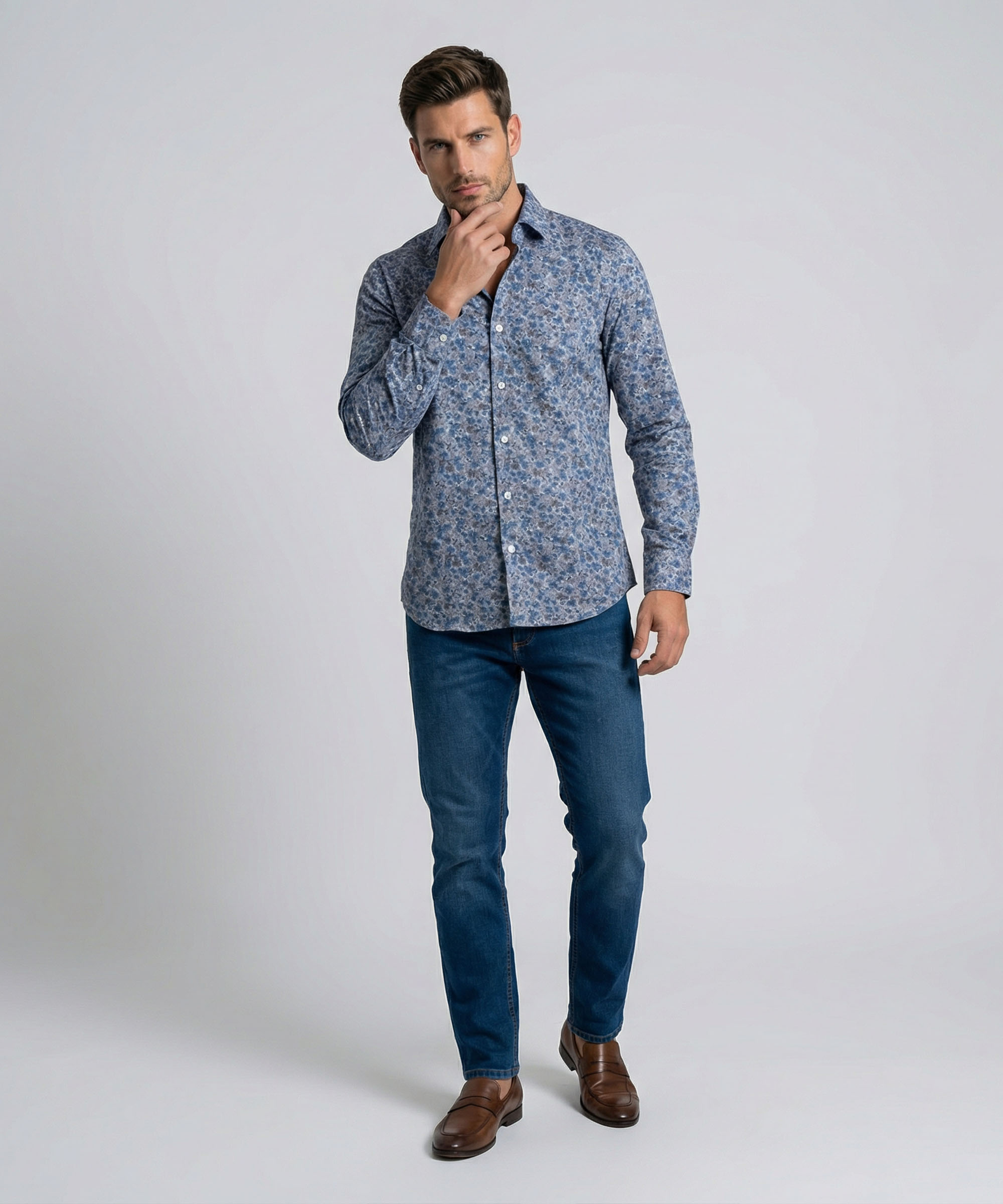 Envoy Sport Men’s Dark Blue Printed Design Tailor Fit Shirt - Image 2