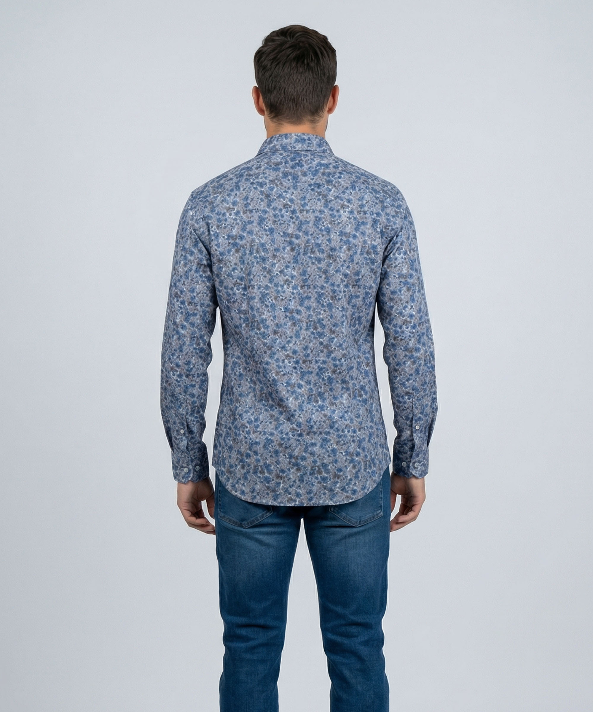 Envoy Sport Men’s Dark Blue Printed Design Tailor Fit Shirt - Image 3
