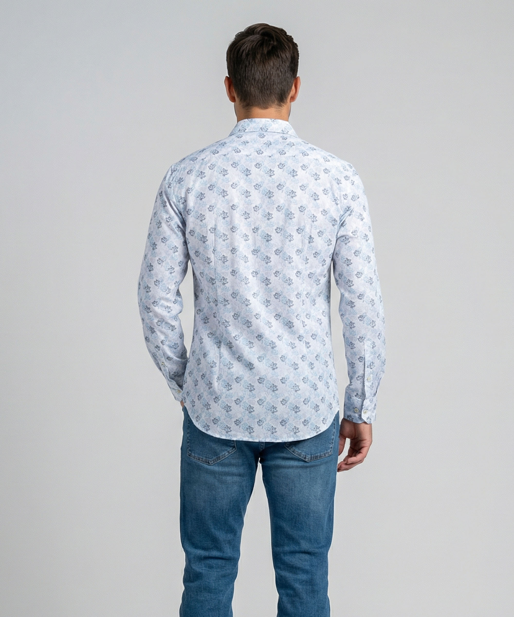 Envoy Sport Men’s White Printed Design Tailor Fit Shirt - Image 3