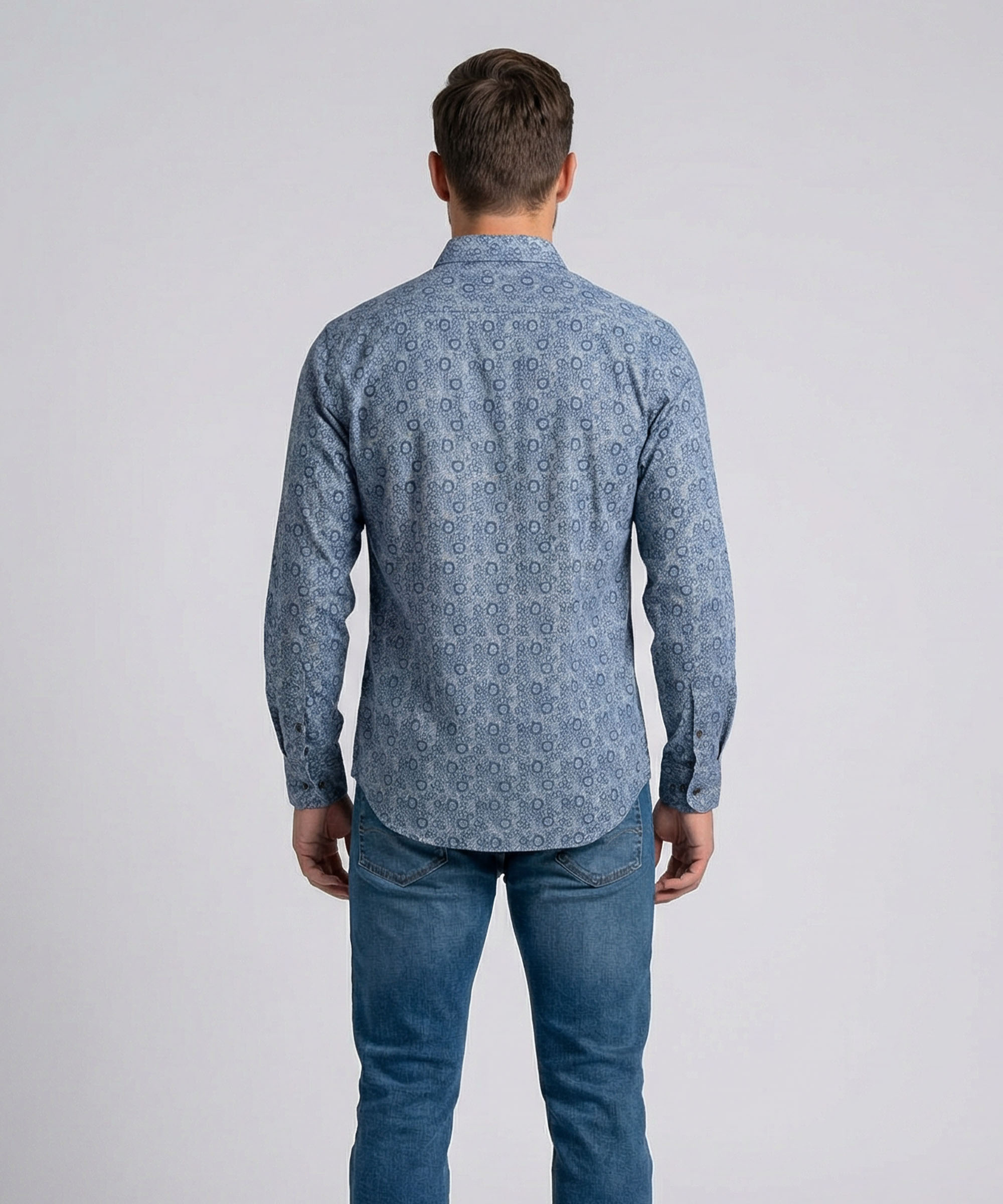 Envoy Sport Men’s Blue Printed Design Tailor Fit Shirt - Image 3
