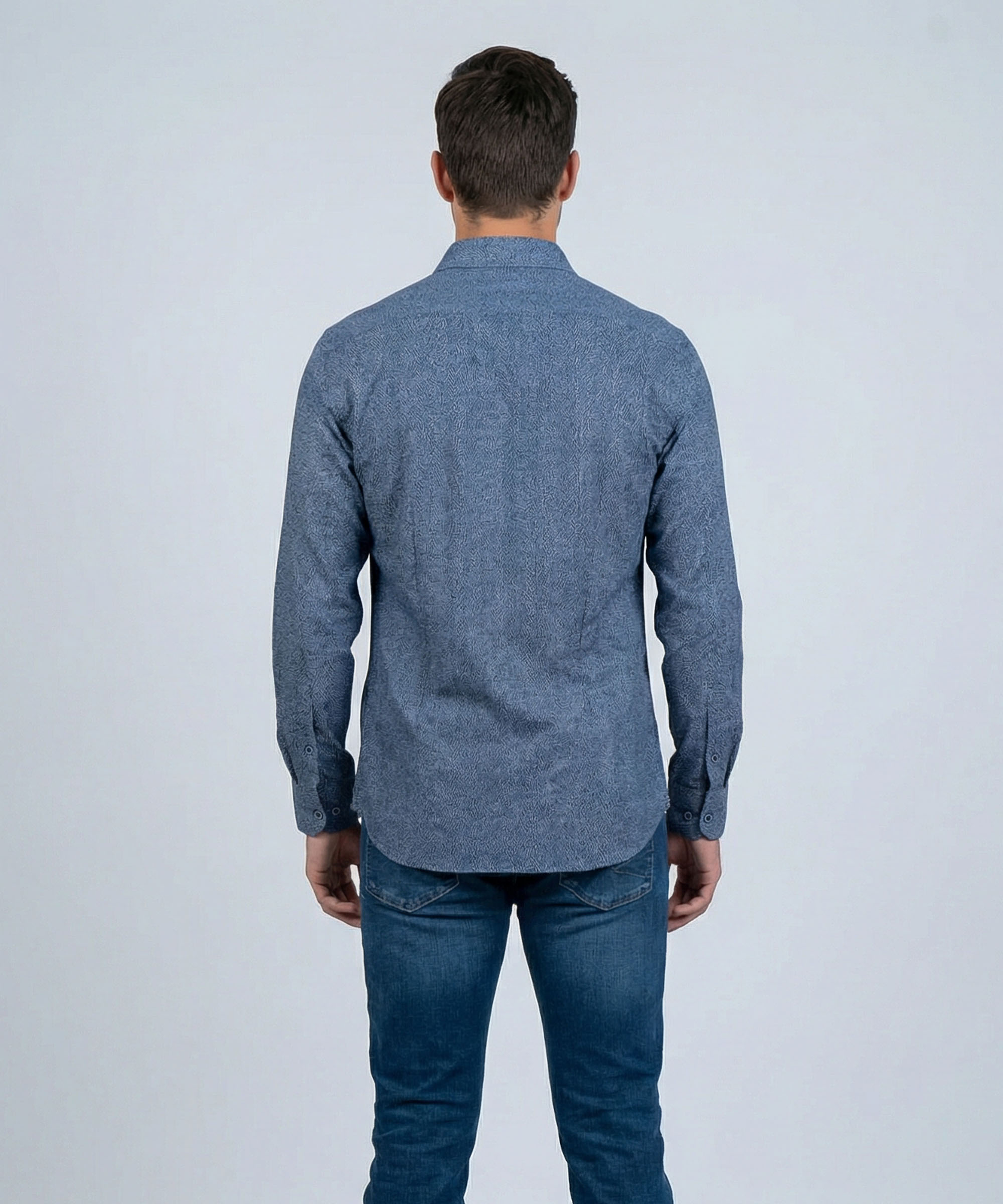 Envoy Sport Men’s Dark Blue Printed Design Tailor Fit Shirt - Image 3