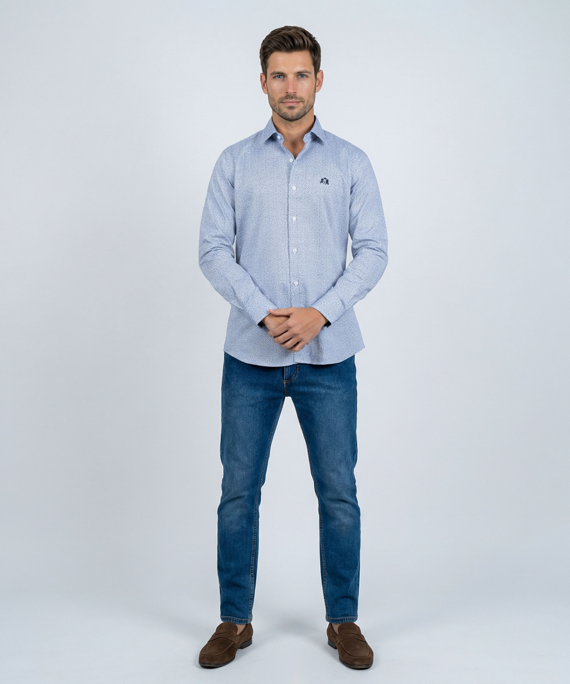 Envoy Sport Men’s Blue Printed Design Tailor Fit Shirt - Image 2