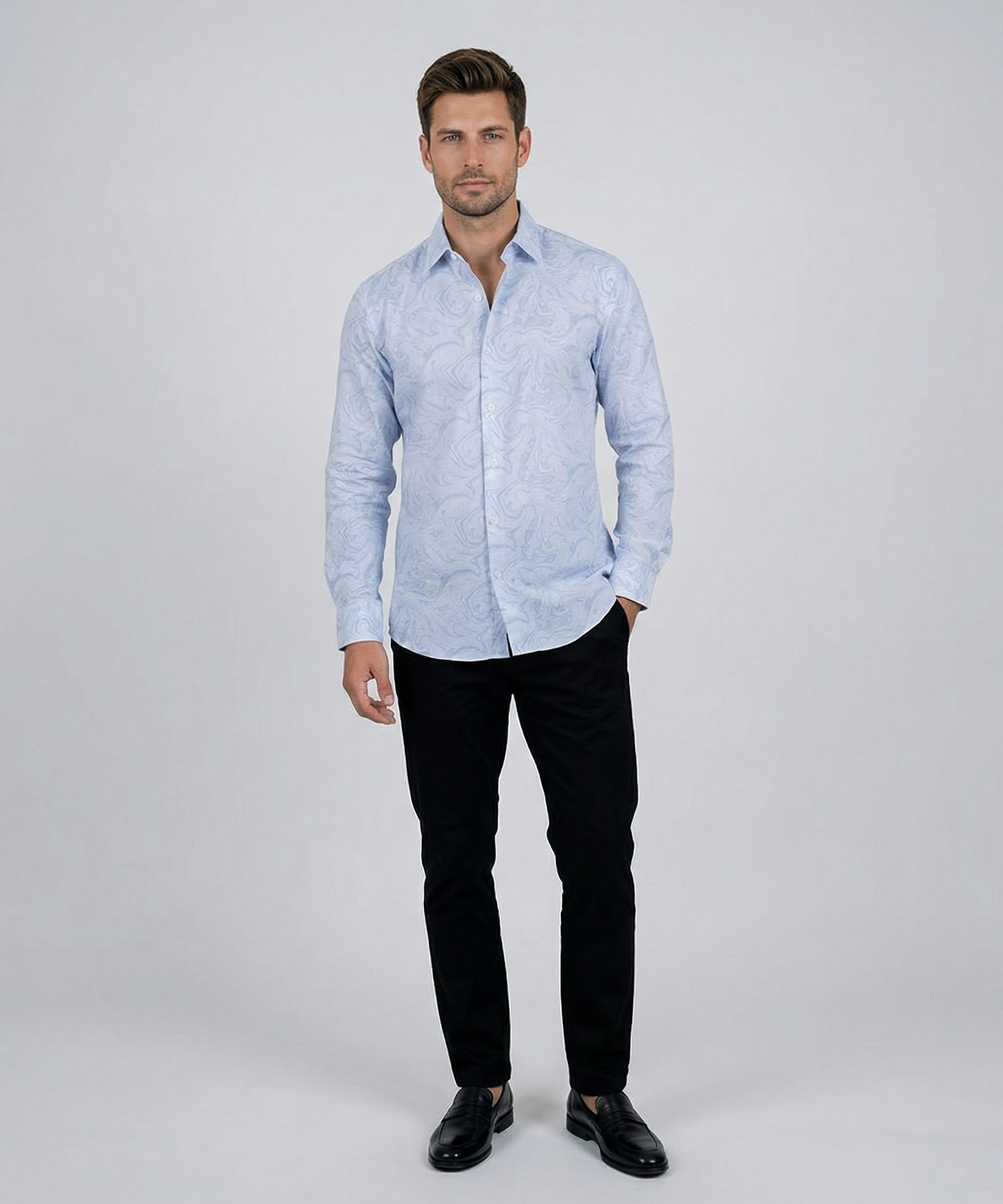 Envoy Sport Men’s Light Purple Printed Design Tailor Fit Shirts - Image 2