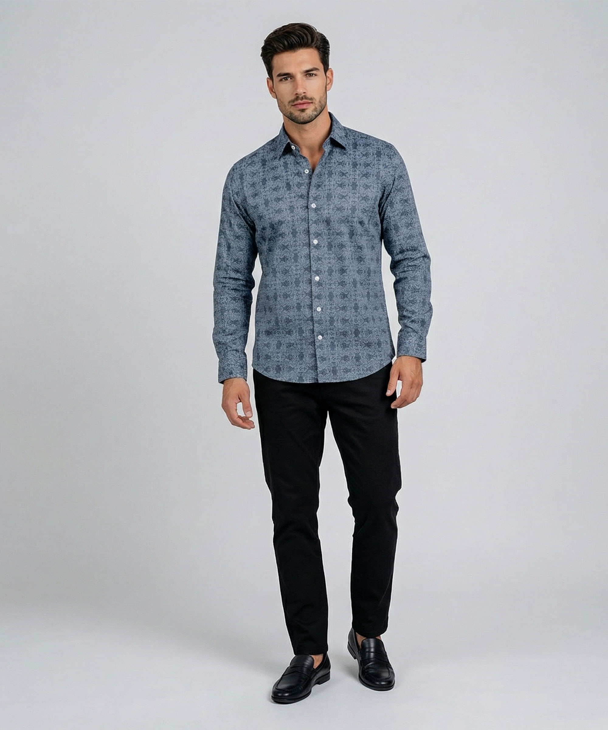Envoy Sport Men’s Grey Printed Design Tailor Fit Shirt - Image 2