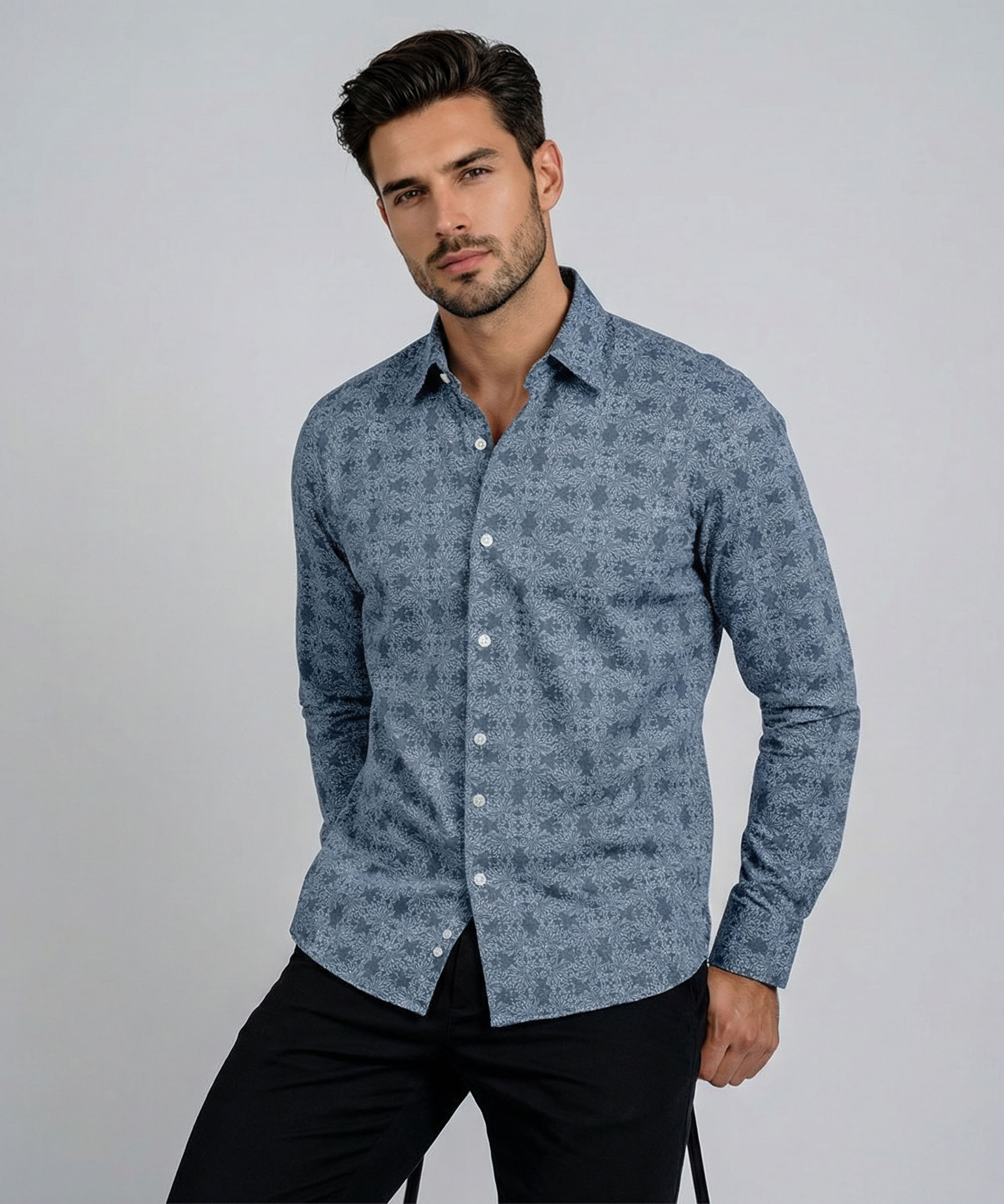 Envoy Sport Men’s Grey Printed Design Tailor Fit Shirt