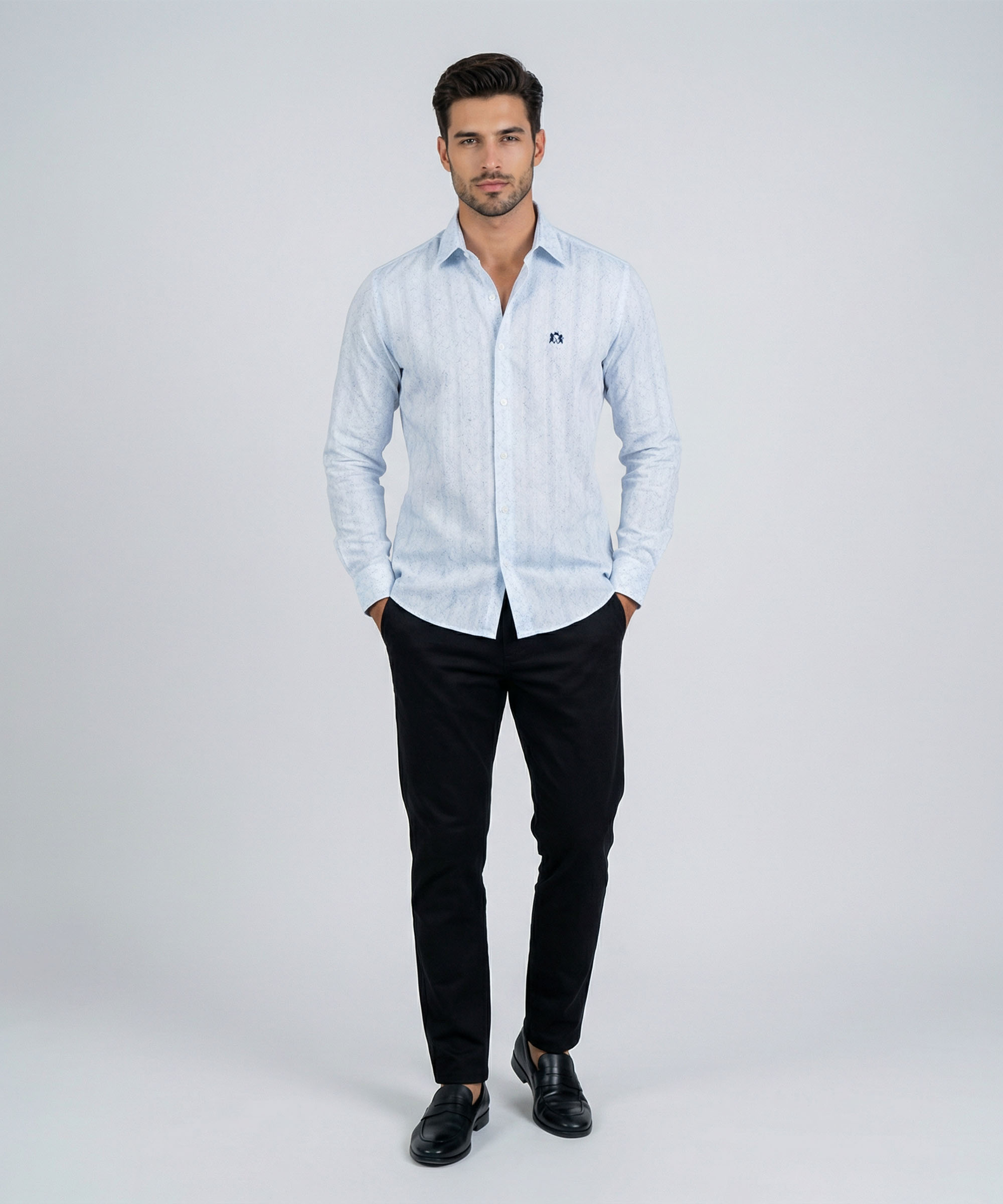 Envoy Sport Men’s Blue Printed Design Tailor Fit Shirt - Image 2