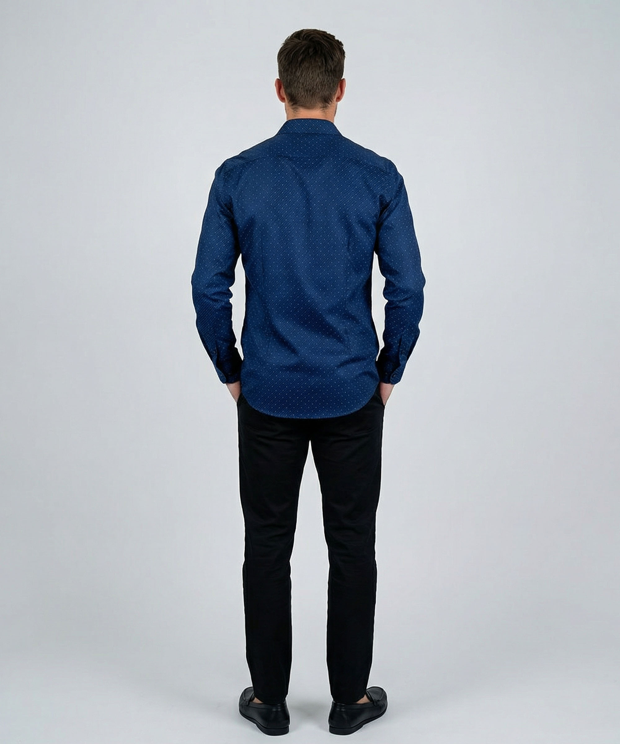 Envoy Sport Men’s Blue Dot Design Tailor Fit Shirts - Image 3
