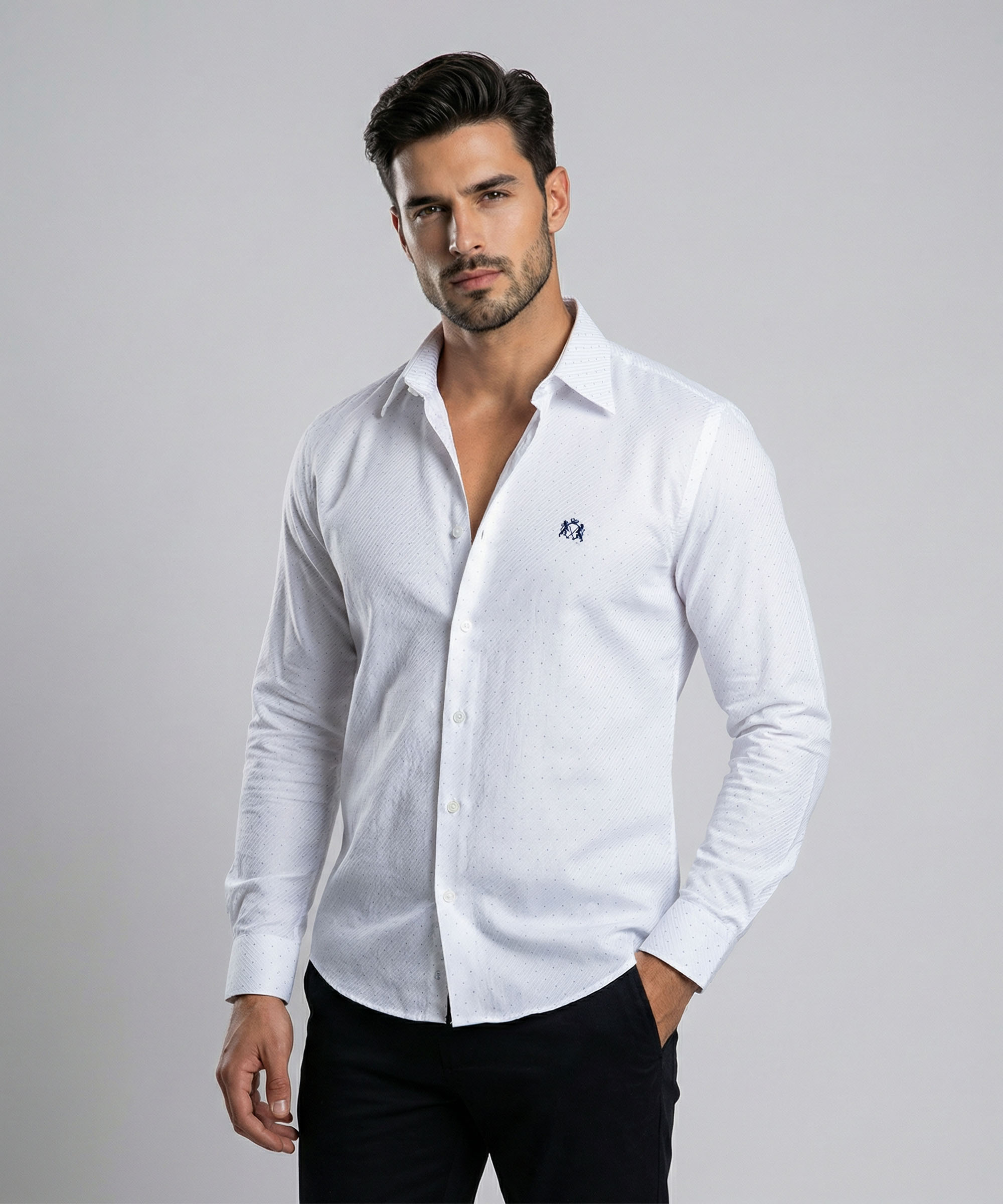 Envoy Sport Men’s White Dot Design Tailor Fit Shirts
