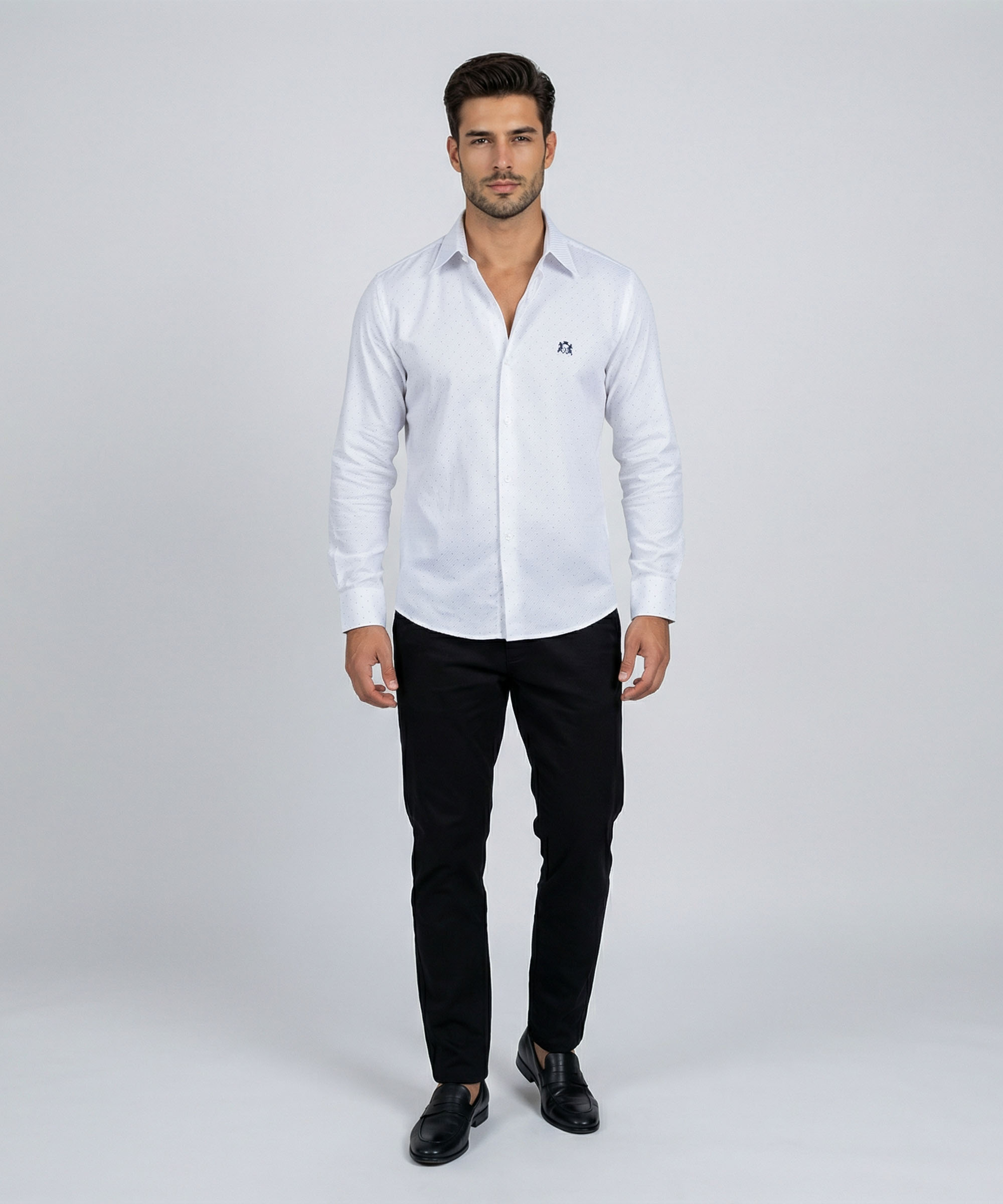 Envoy Sport Men’s White Dot Design Tailor Fit Shirts - Image 2