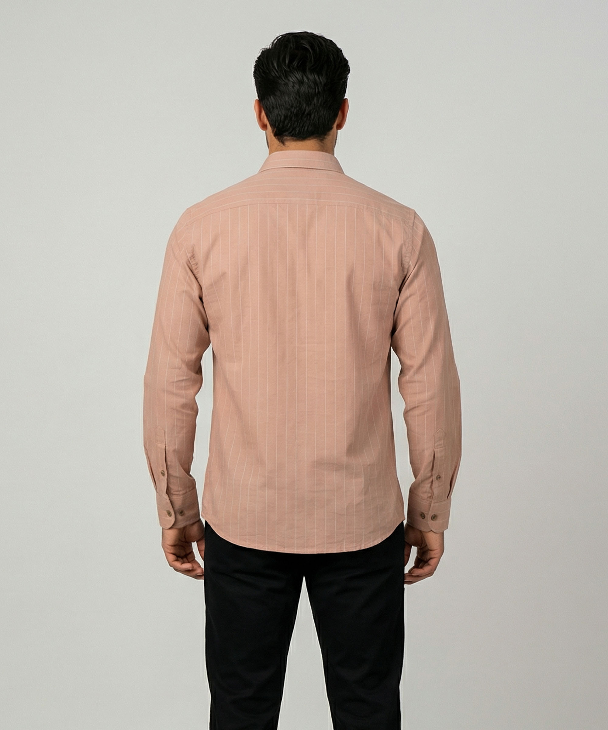Envoy Linen Men’s Brown Striped Design Tailor Fit Shirt - Image 3