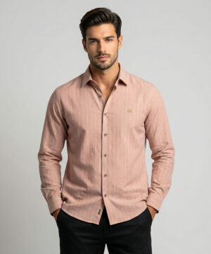 Envoy Linen Men’s Brown Striped Design Tailor Fit Shirt