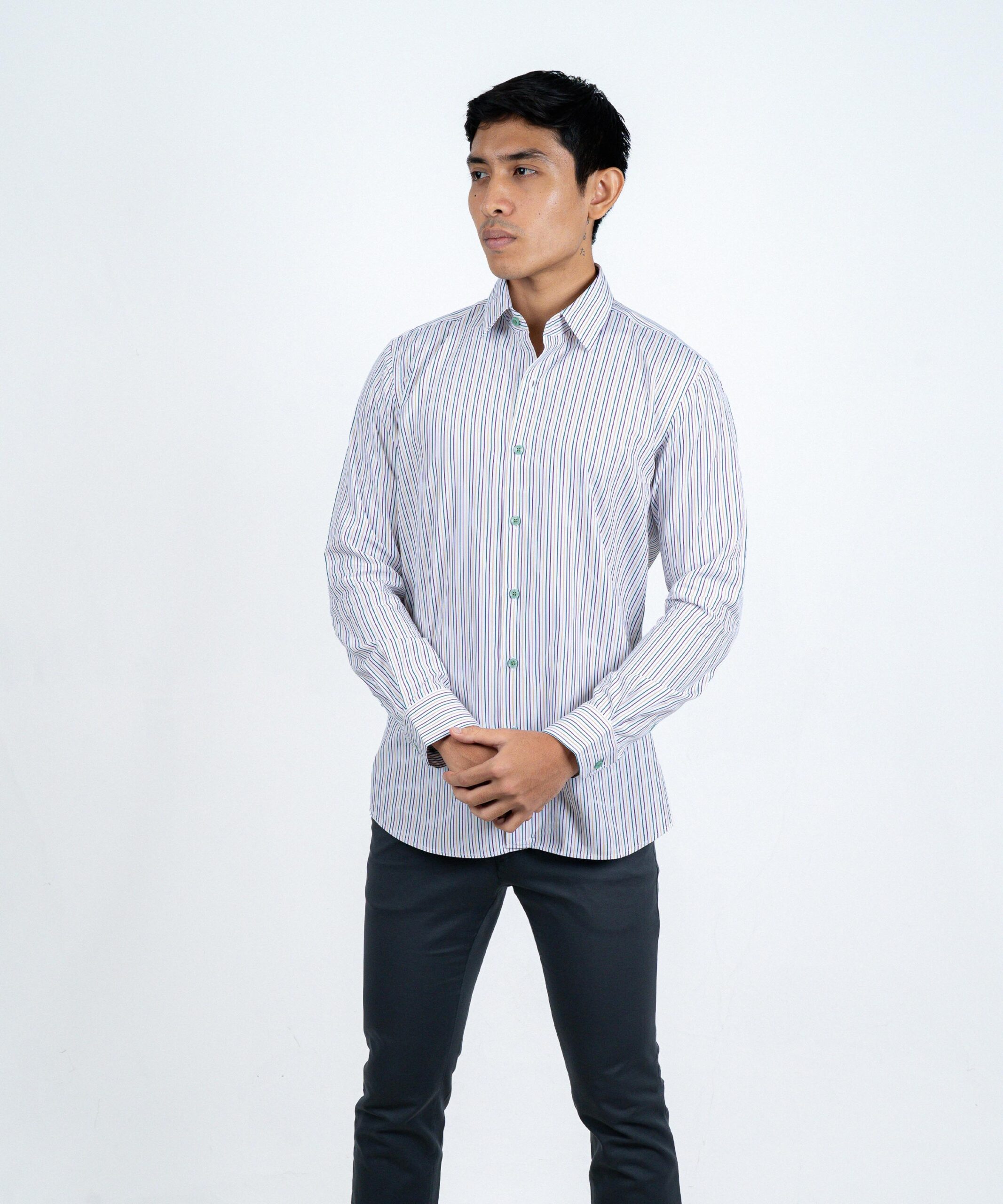 Envoy Sport Men’s Beige Striped Design Tailor Fit Shirt - Image 3