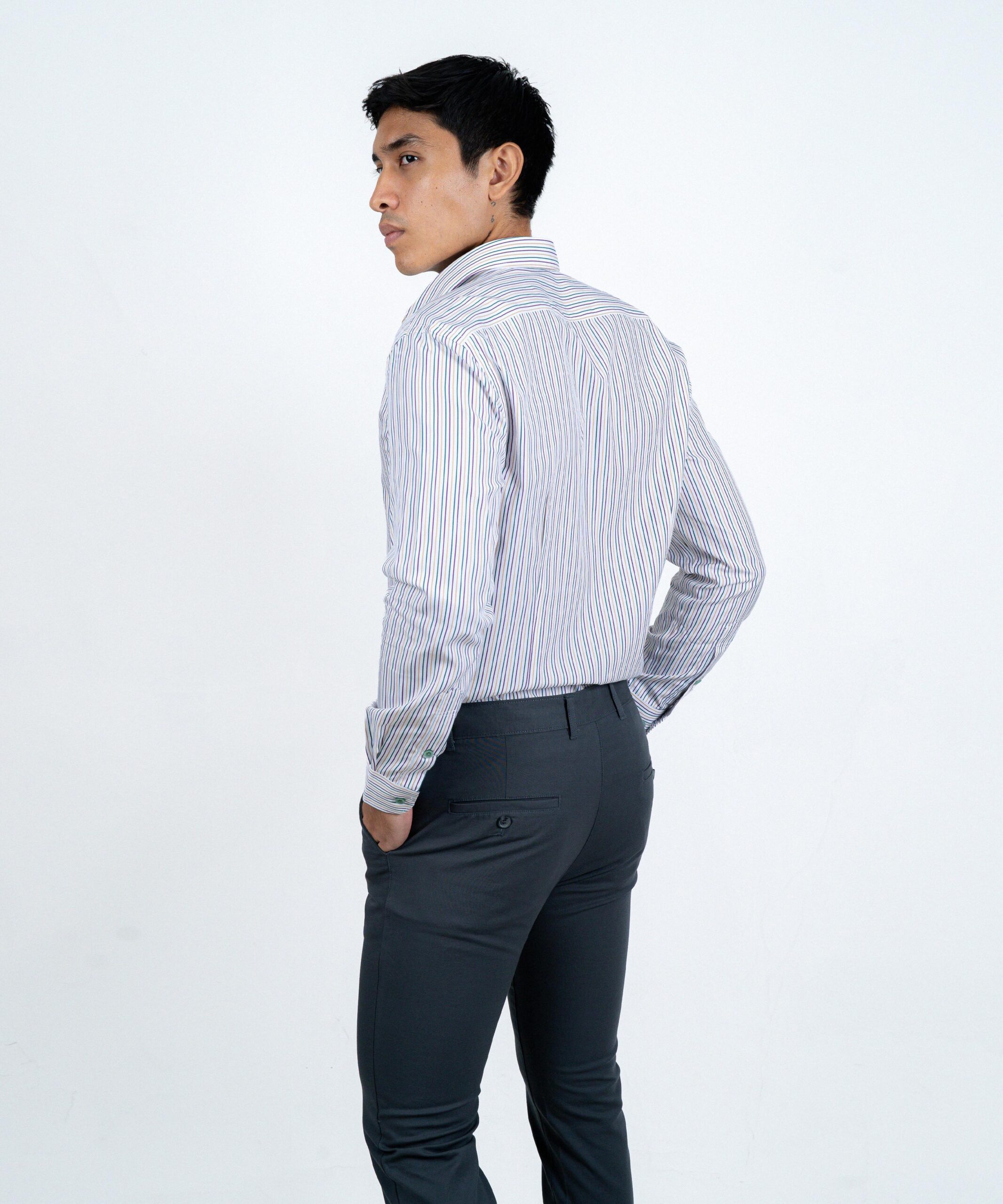 Envoy Sport Men’s Beige Striped Design Tailor Fit Shirt - Image 4