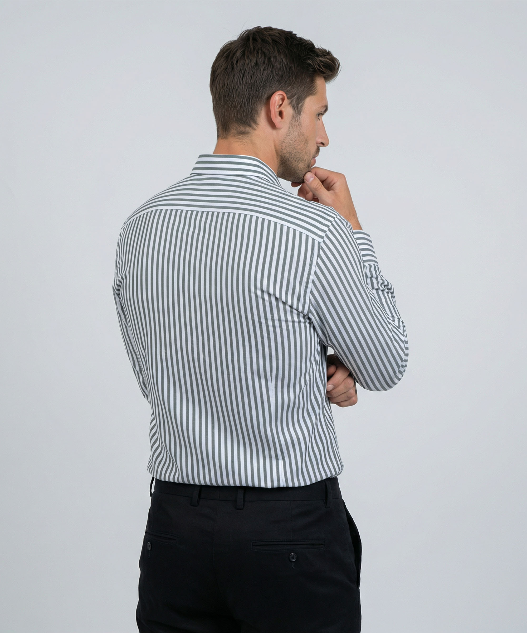 Envoy Sport Men’s Green Striped Design Tailor Fit Shirt - Image 3